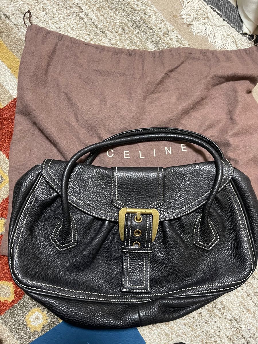 極美品 セリーヌCELINE レザー ステッチ ロゴ金具 袋付き|PayPayフリマ