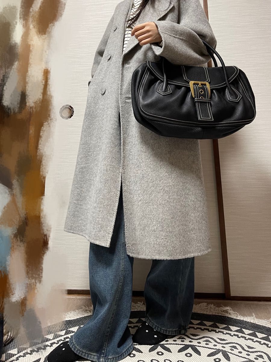 極美品 セリーヌCELINE レザー ステッチ ロゴ金具 袋付き|PayPayフリマ