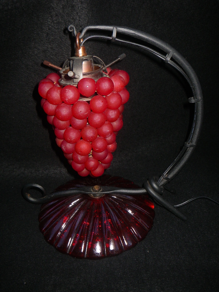 赤　葡萄　スタンドランプ　テーブルランプ　卓上　硝子　ブドウ