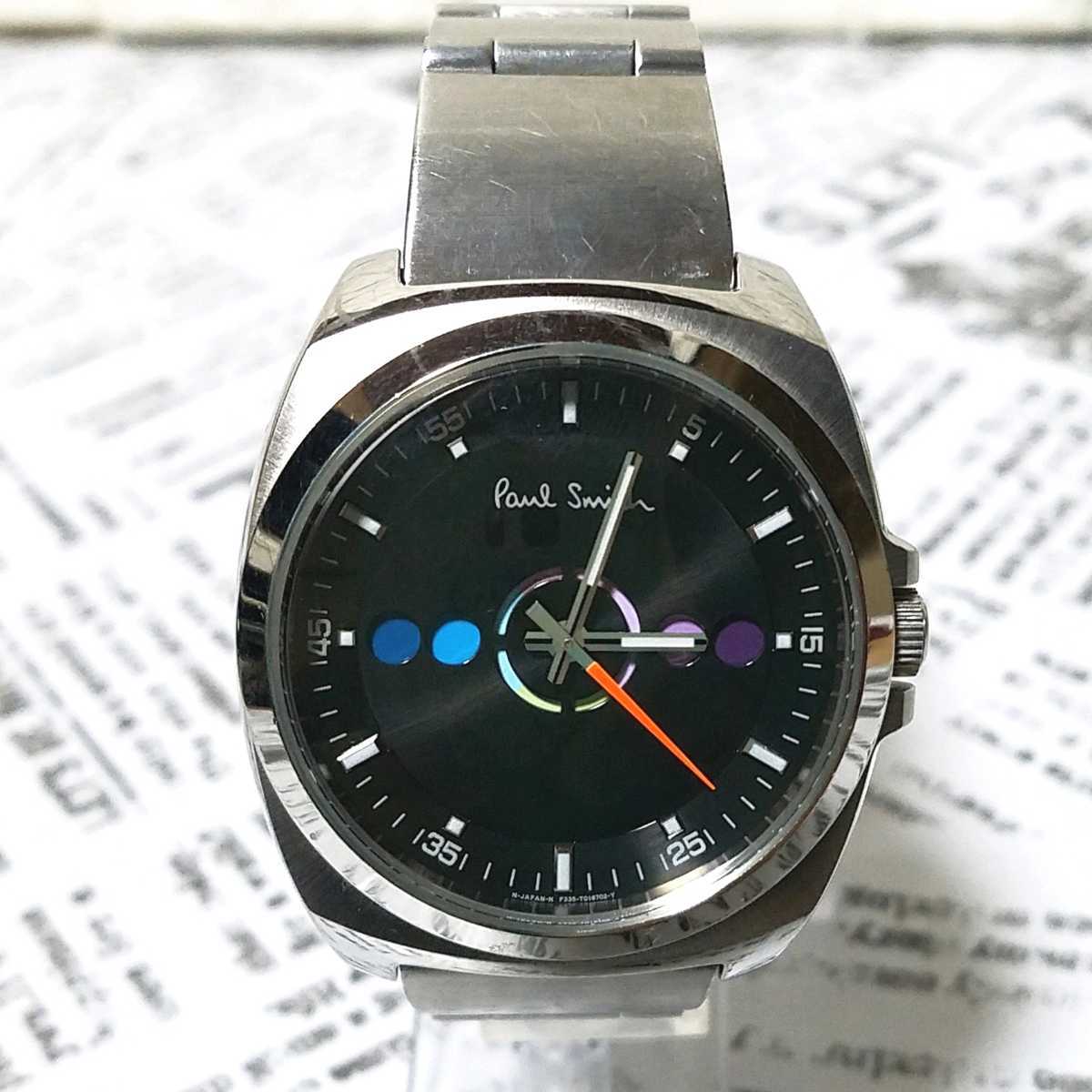 【美品】ポールスミス 時計 ファイブアイズ Paul Smith 電池交換済 黒