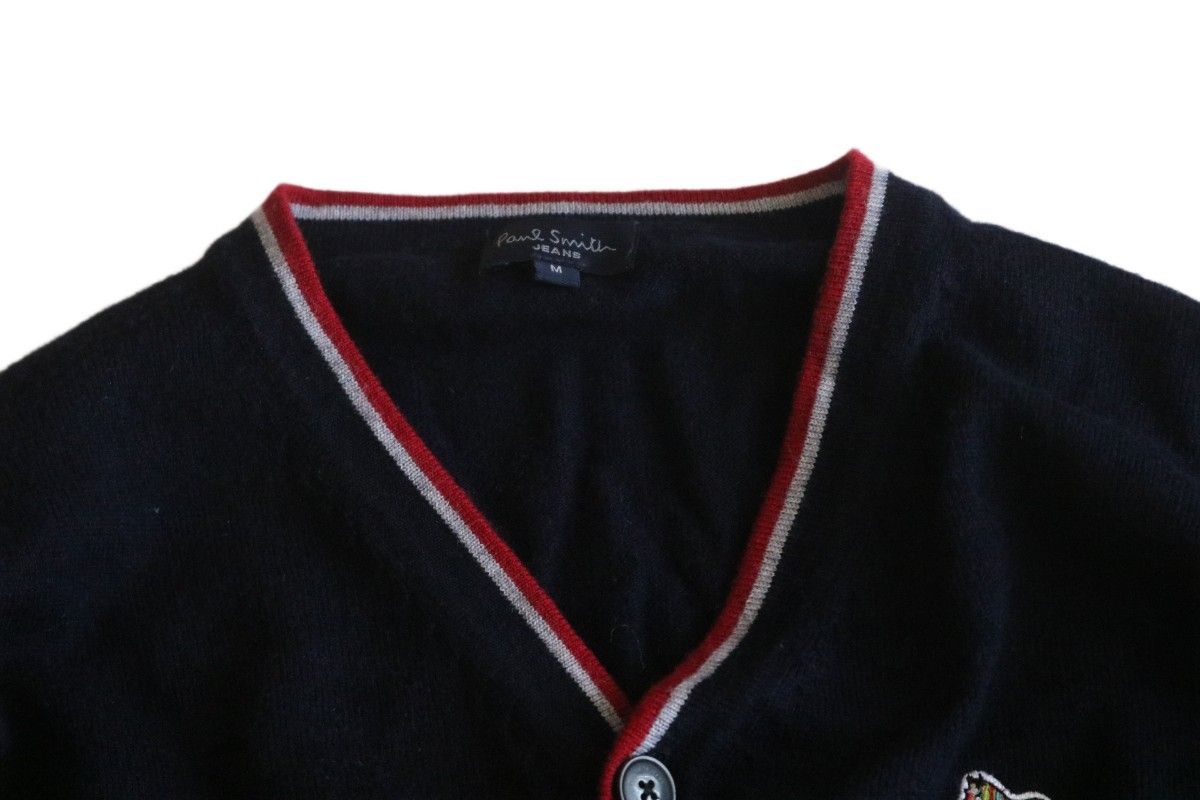 【PAUL SMITH】カシミヤ混 プルオーバーニット ポケット ロゴ 紺★