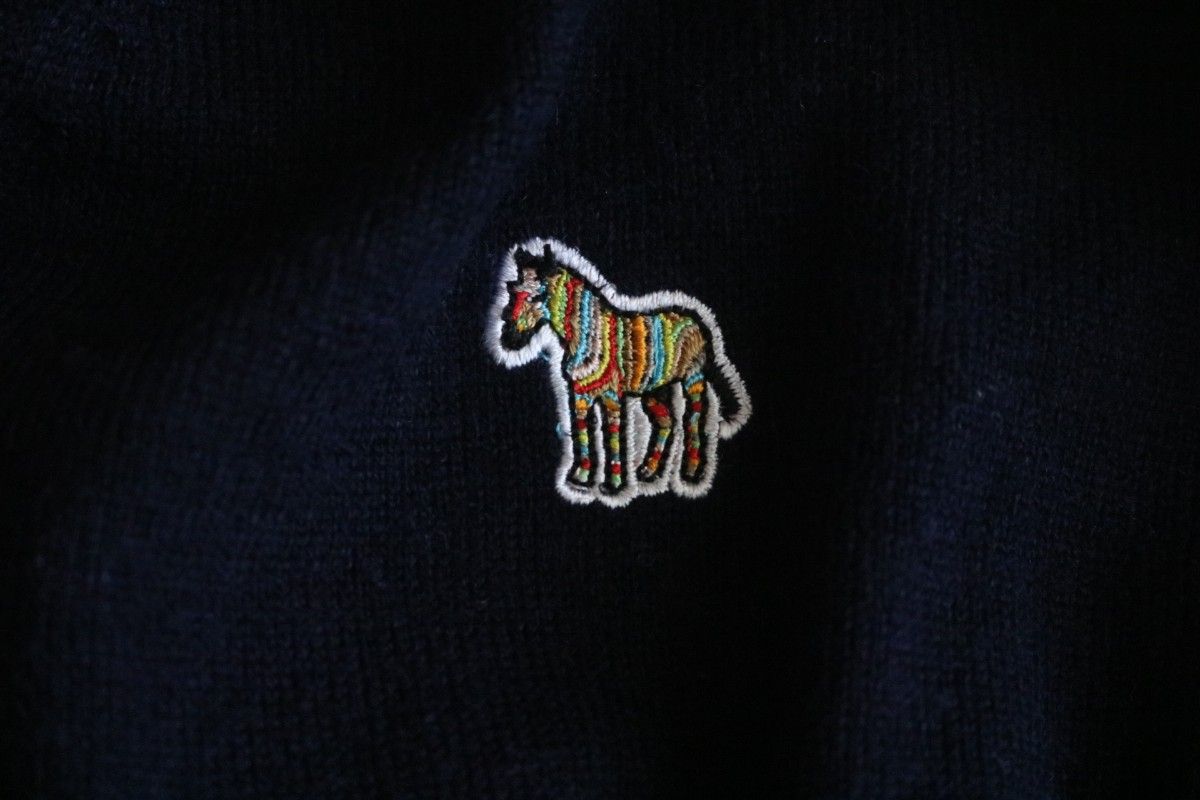 【PAUL SMITH】カシミヤ混 プルオーバーニット ポケット ロゴ 紺★
