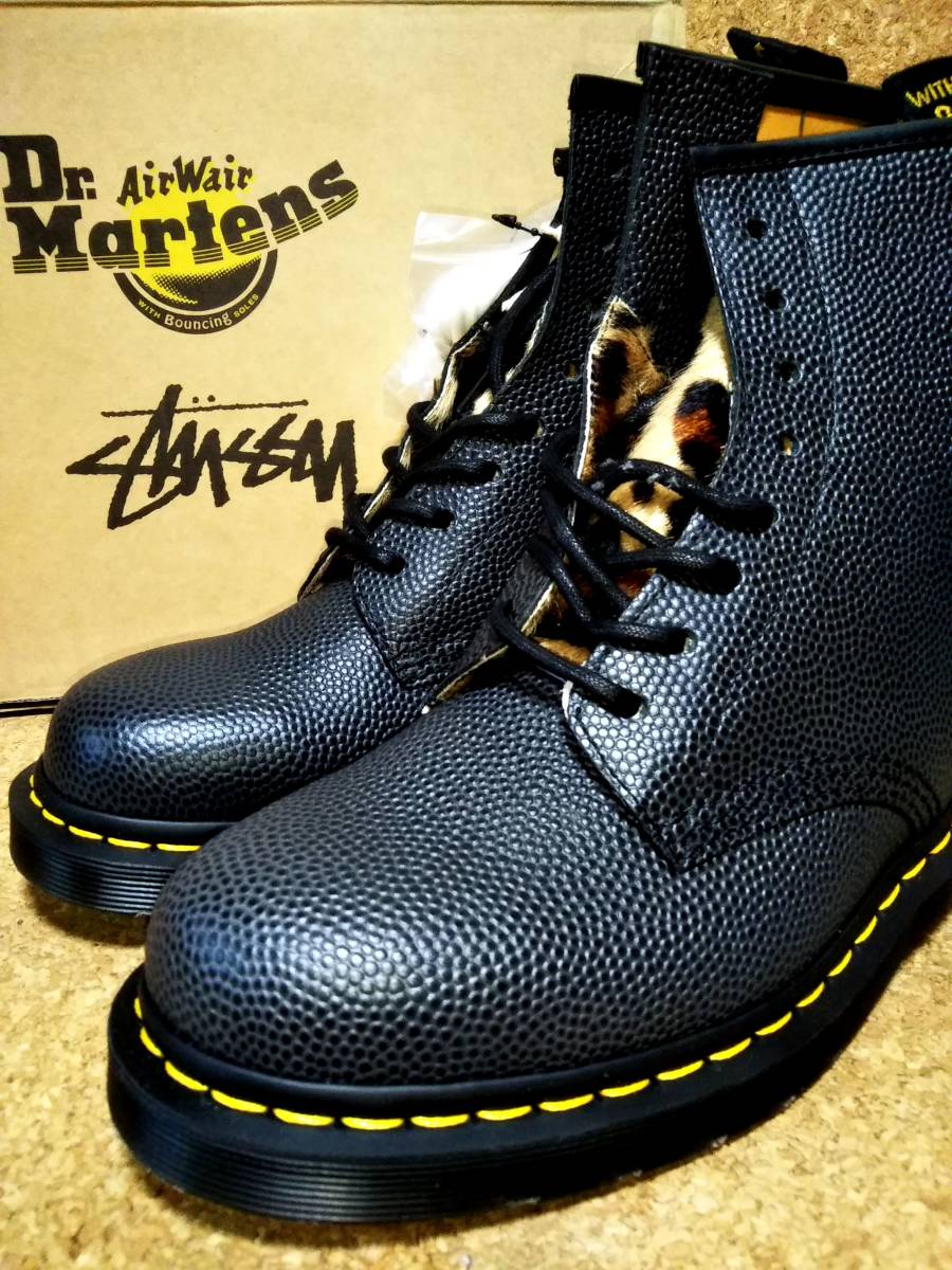 【Dr.MARTENS×STUSSY】ドクターマーチン×ステューシー 1460 8ホールブーツ UK7 (26cm ) ブラック×レオパード 限定コラボ【新品未使用】_画像1