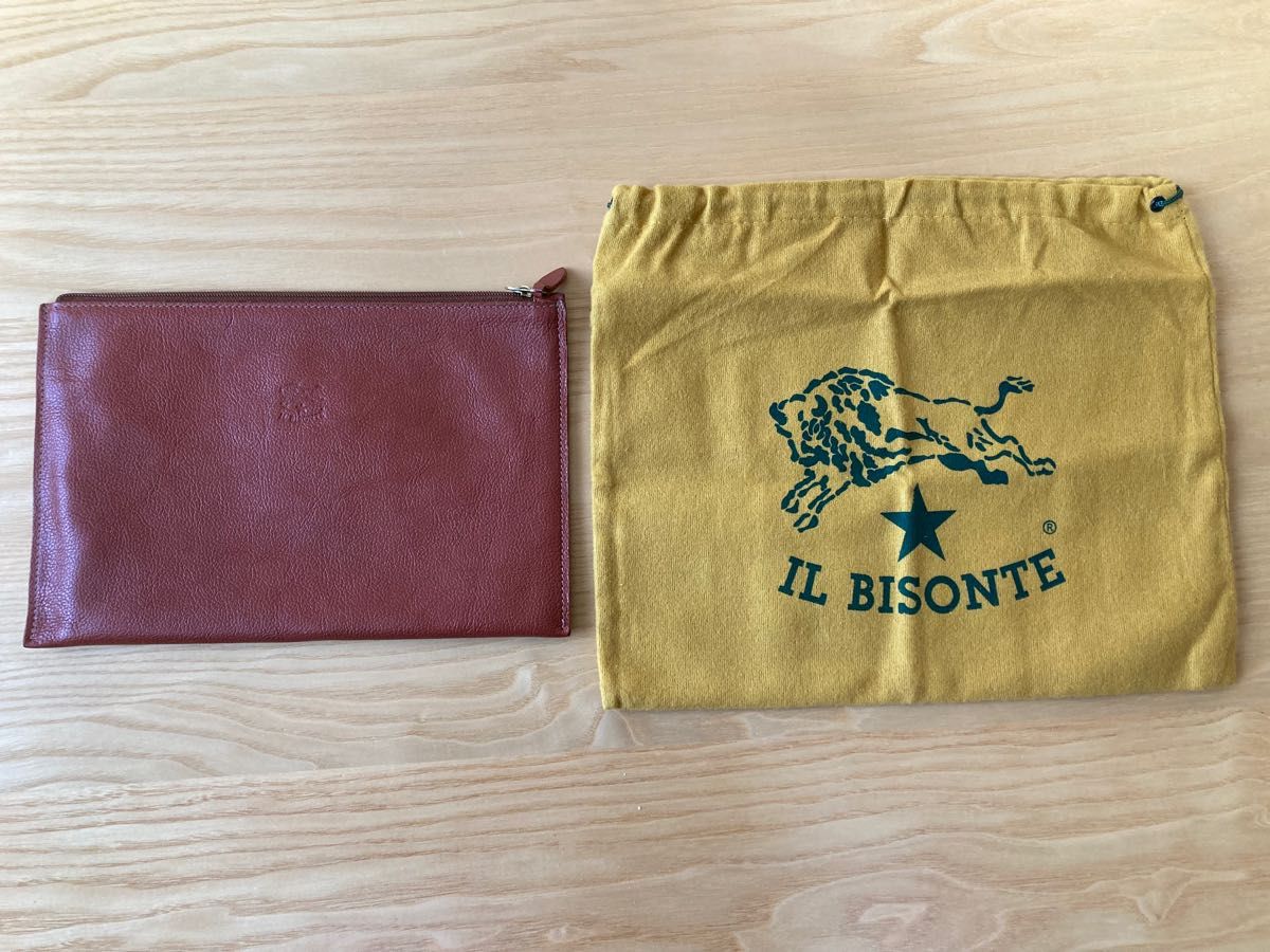 IL BISONTE イルビゾンテ 筒型 ポーチ ペンケース サーモンピンク