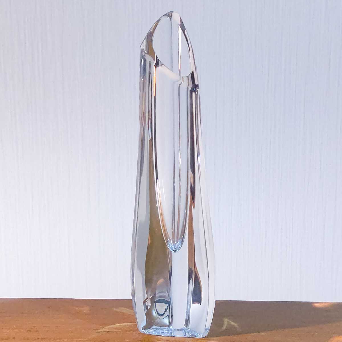 フランス製 Baccarat バカラ ローズ フラワーベース 花瓶 22cm クリスタルガラス 美品 送料無料 即決