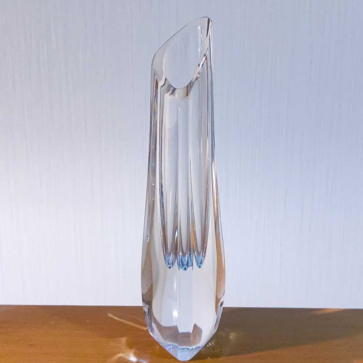 フランス製 Baccarat バカラ ローズ フラワーベース 花瓶 22cm クリスタルガラス 美品 送料無料 即決