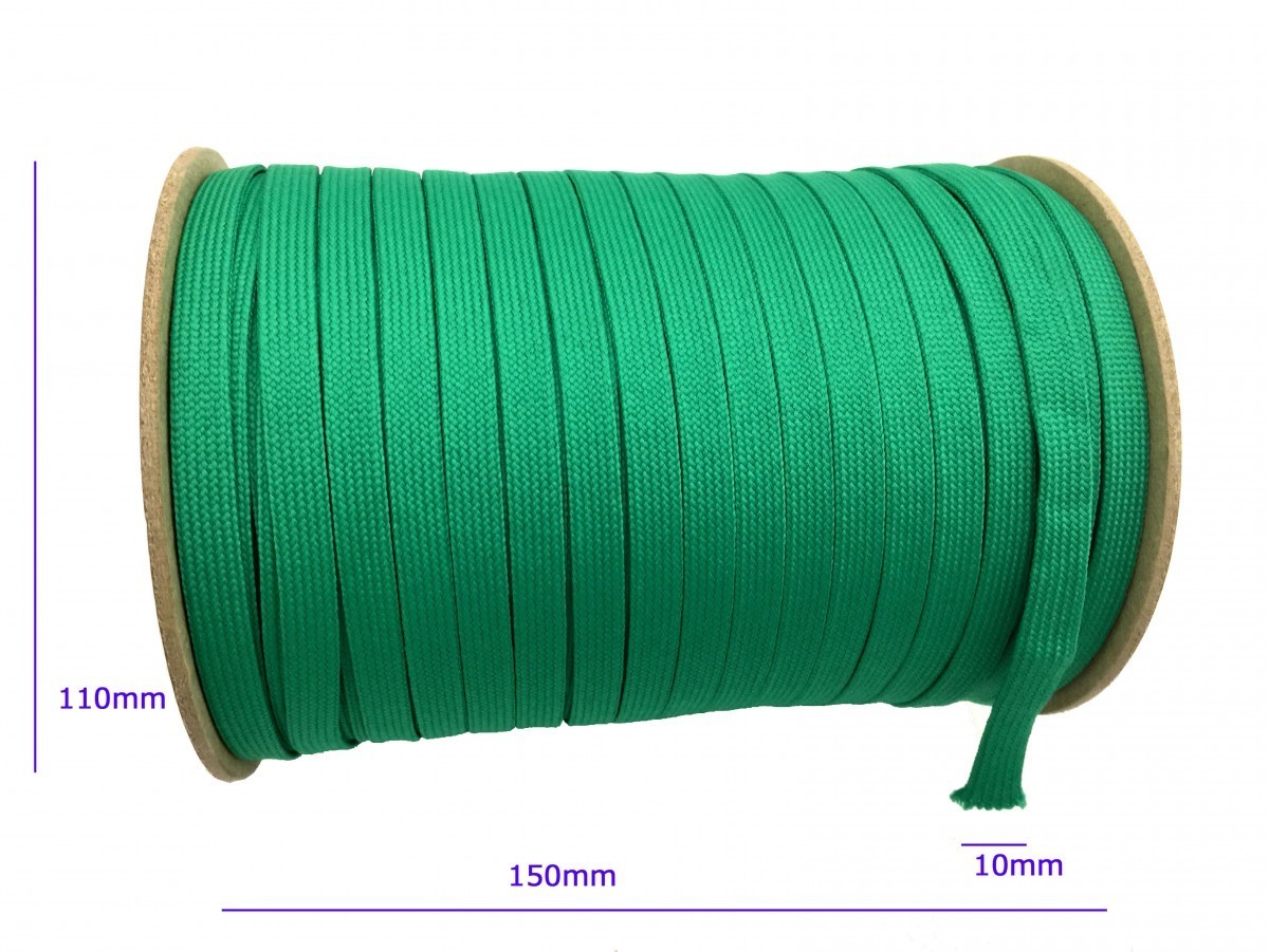 ウーリー カラー (緑) ポリエステル ストラップ 平紐 100M ボビン巻 幅:10mm_画像2