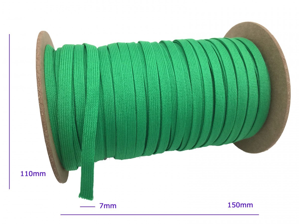 ウーリー カラー (緑) ポリエステル ストラップ 平紐 100M ボビン巻 幅:7mm_画像2