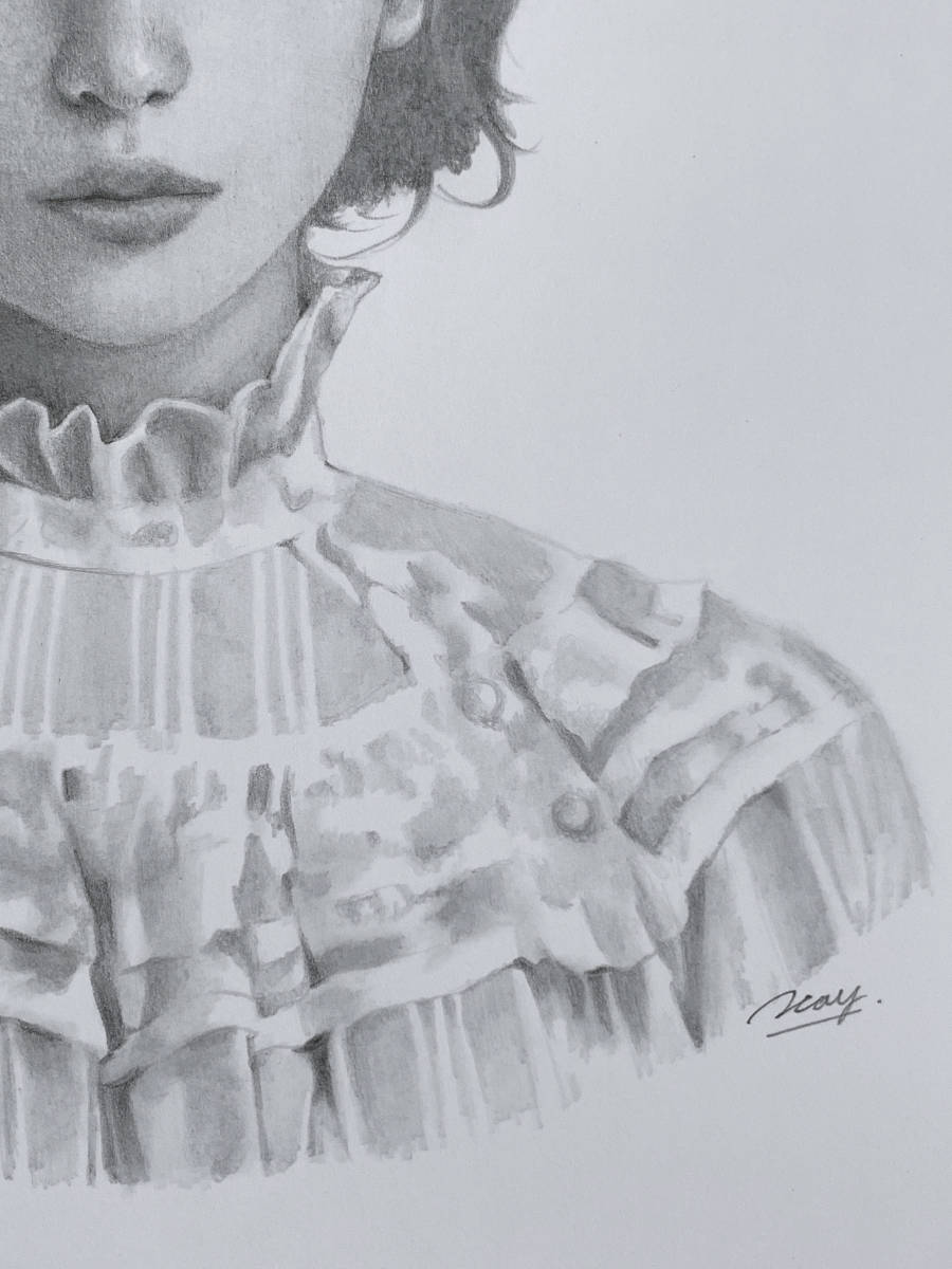 手描き鉛筆画 女性#78【A4サイズ】の画像3
