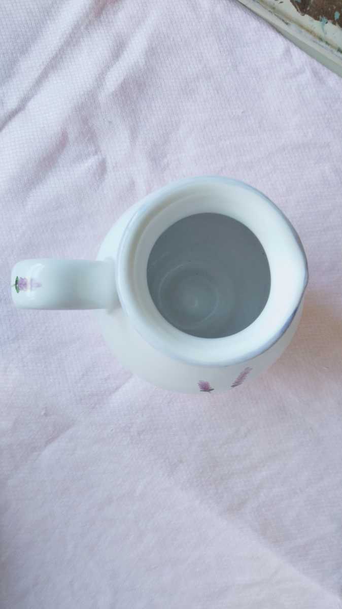 * creamer lavender * Hungary unglazed pottery terra‐cotta floral print milk pot hand .. coffee black tea milk pitcher hand .. hand made tea utensils ceramics new goods 