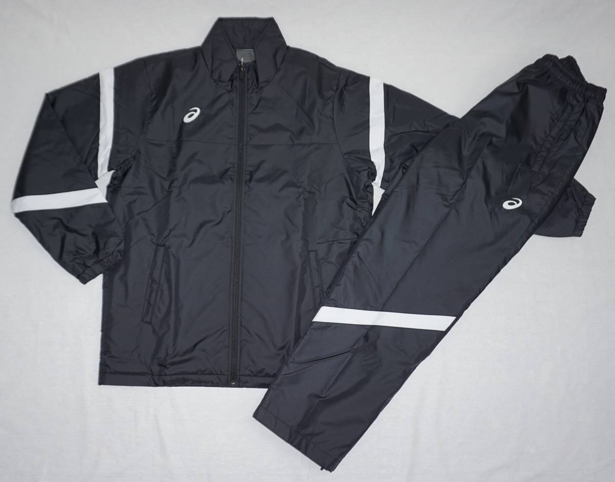アシックス ウォーマージャケット＆ウォーマーパンツ XLサイズ ブラック 黒 asics ナイロン 上下セット トレーニングウェア