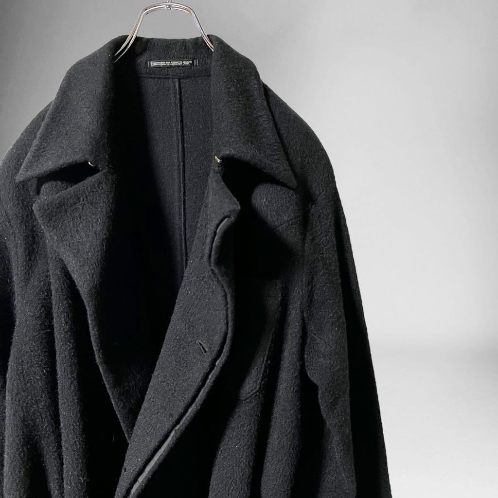 送料無料 希少アーカイブ 97AW/蝋人形期 Yohji Yamamoto POUR HOMME ヨウジヤマモト ロングコート ブラック M ¥1スタ