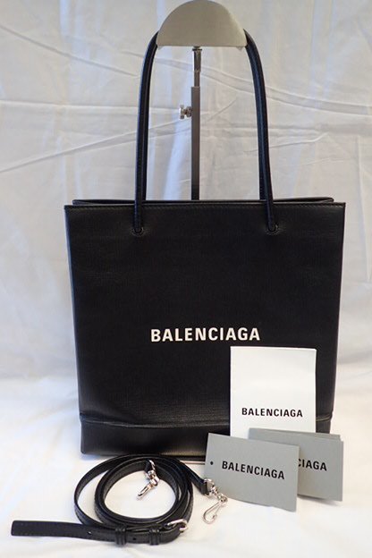 美品 BALENCIAGA バレンシアガ ノースサウスショッピングトートS 2wayトートバッグ ショルダーバッグ 597860 BK ブラック 黒