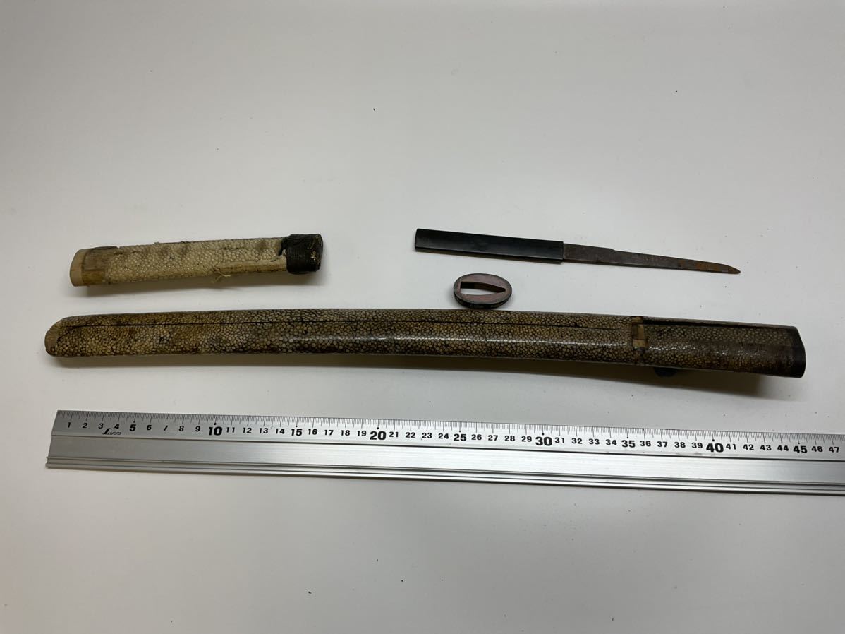 珍品 オオコズカ 大小柄 長さ18.8cm 拵 合口拵 刀装具 目貫 柄 鞘