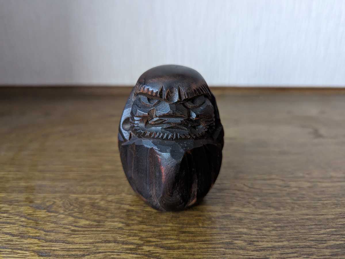 彫刻 木製 こけし ダルマ 達磨 だるま 黒 土産 昭和 レトロの画像1