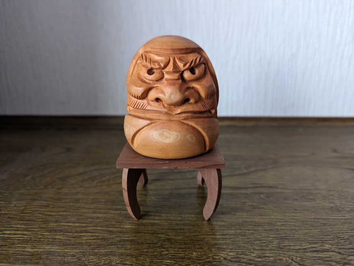 木彫 ダルマ 達磨 だるま 昭和 レトロ 台座付きの画像1