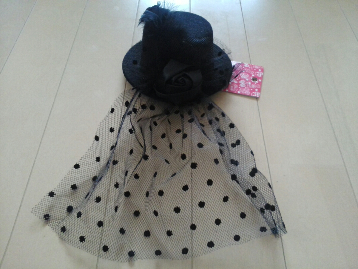 * new goods * pretty! black Mini hat dot race hairpin * hair ornament!*