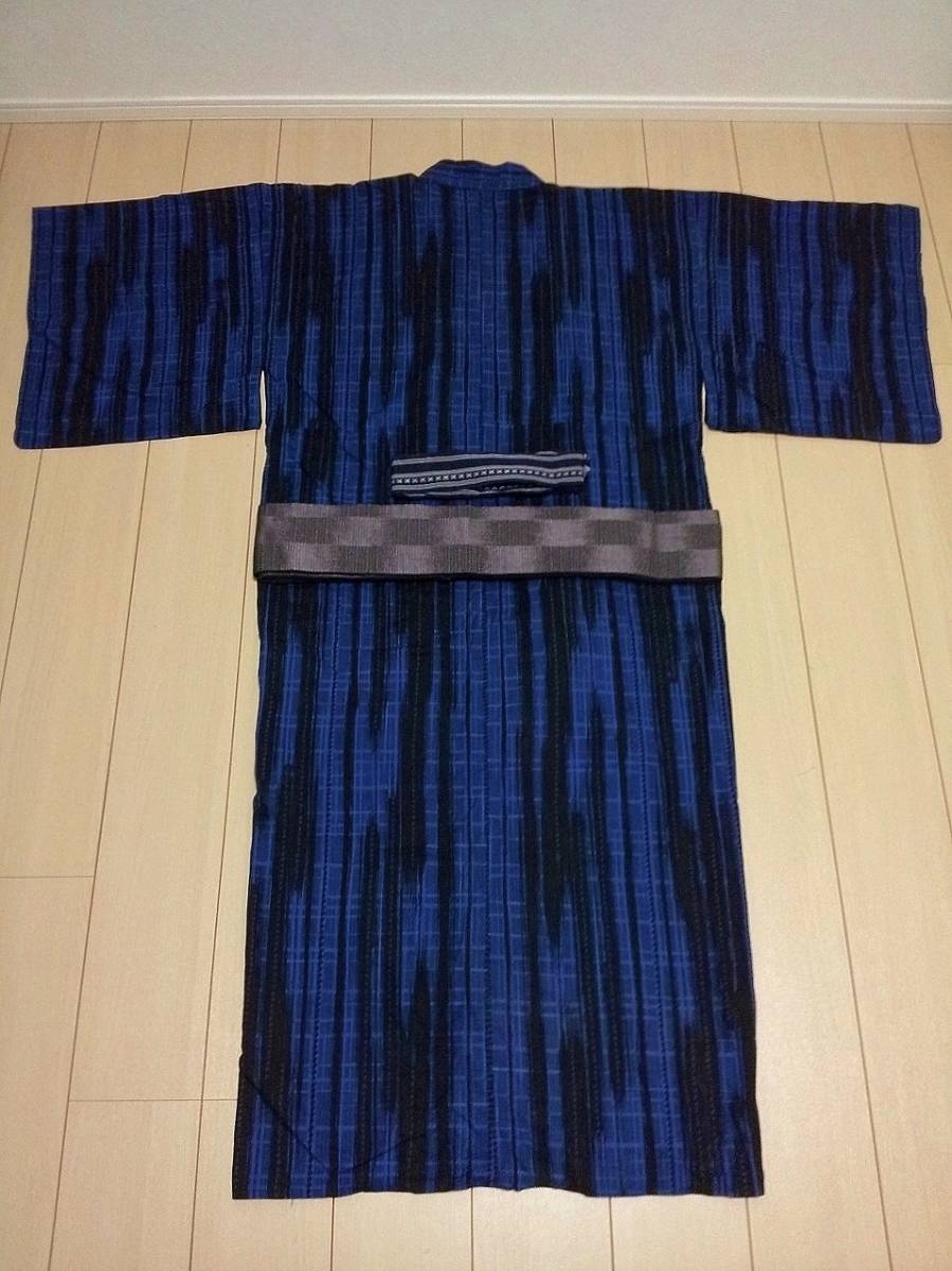  secondhand goods * men's man ... man's obi small of the back cord 3 point set yukata set height 170cm~180cm degree total length approximately 150cm* shape .. equipped wrinkle equipped present condition delivery junk 