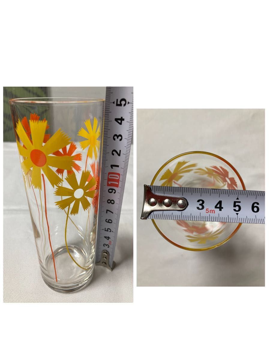 【昭和レトロ】アデリア 花柄 ノッポグラス ガラス容器 レトロポップ