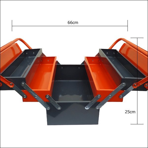 ツールボックス 3段スチール オレンジ×グレー スチール工具箱 道具箱 大きめ ビッグ 42cm DIY/14Π_画像4