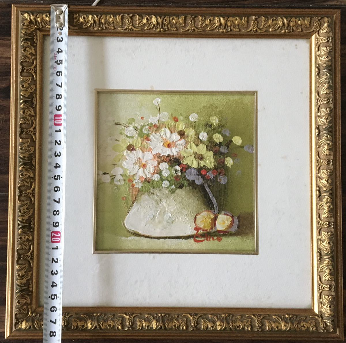 油彩 S.Tanaka 花 F3 額装 油絵 油画 絵画 E i-img1200x1188-