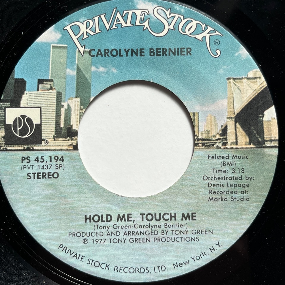 【試聴 7inch】Carolyne Bernier / Hold Me, Touch Me 7インチ 45 muro koco フリーソウル Teams vs. Star Slinger_画像1