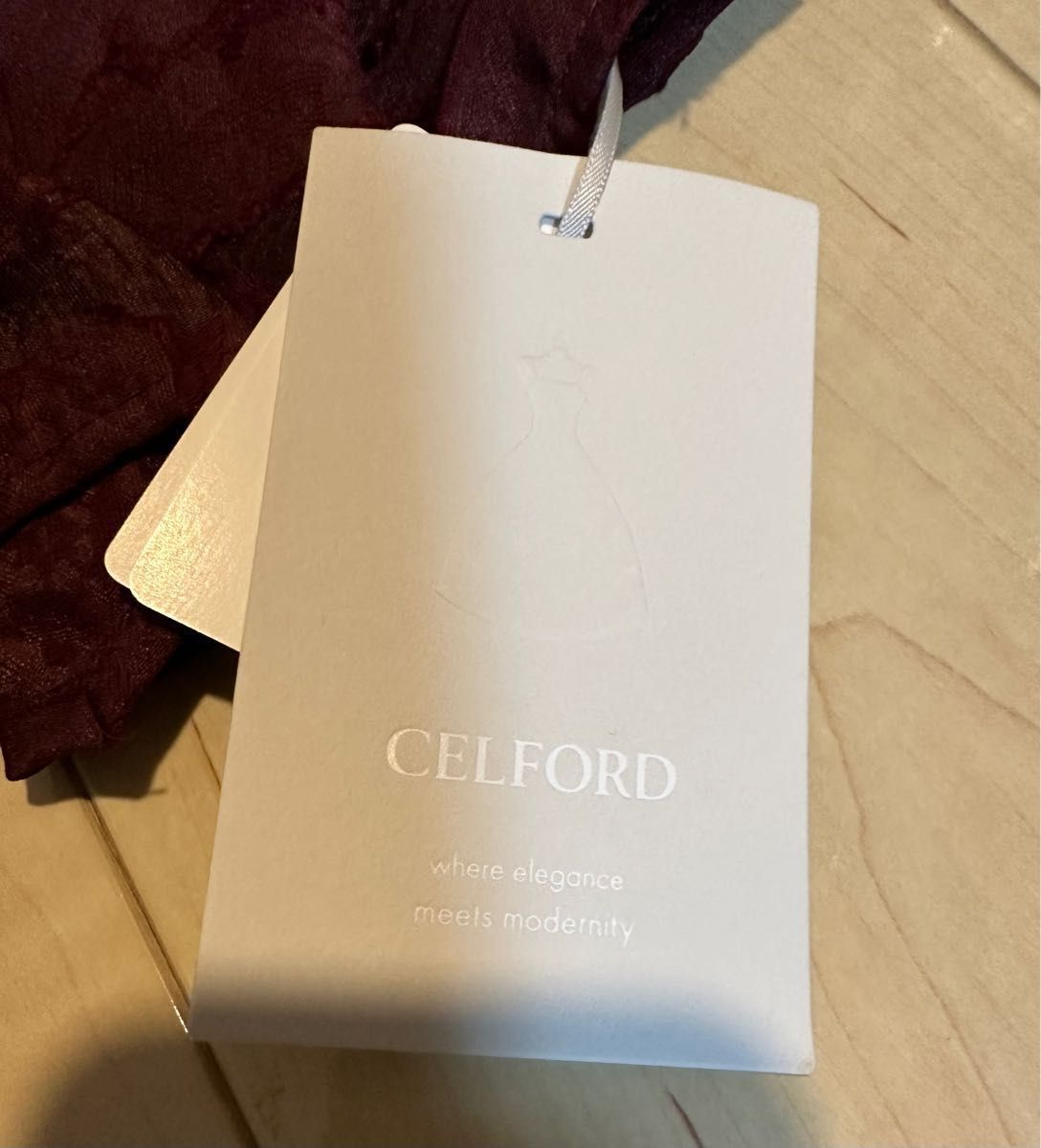 CELFORD セルフォード　カットジャガードブラウス＆スカート　セットアップ　ワンピース　ボルドー