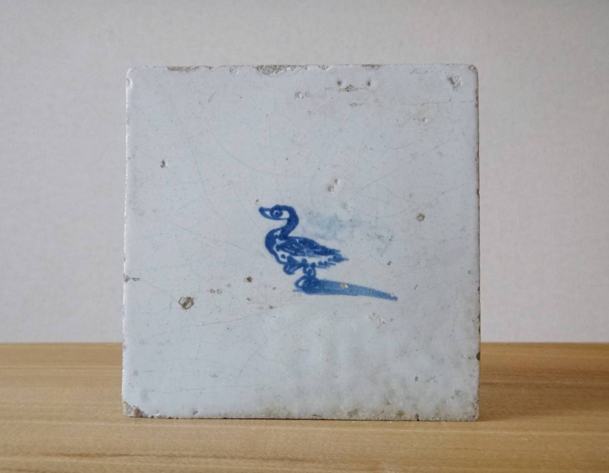 17世紀 オランダ デルフトタイル 【鳥 f】 ◇ )1600年代 アンティーク