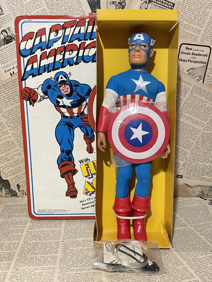 *1970 годы /mego/ Человек-паук / фигурка / быстрое решение Vintage USA/ редкость /Captain America Fly-Away/12&#34; Figure(70s/mego/MIB) MA-007