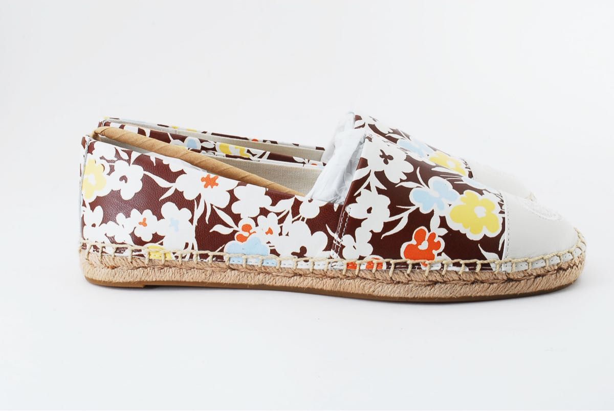 Tory Burch カラーブロックフラワーフラット エスパドリーユ トリバーチ新品未使用 花柄レディース シューズ ペタンコ 靴