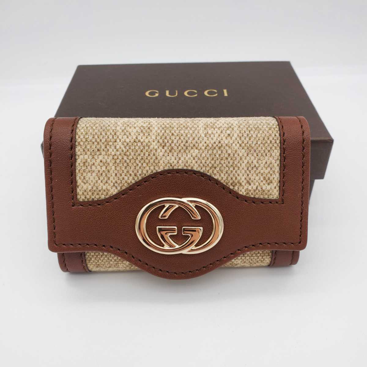 GUCCI グッチ 6連キーケース インターロッキング GGキャンバス レザー 