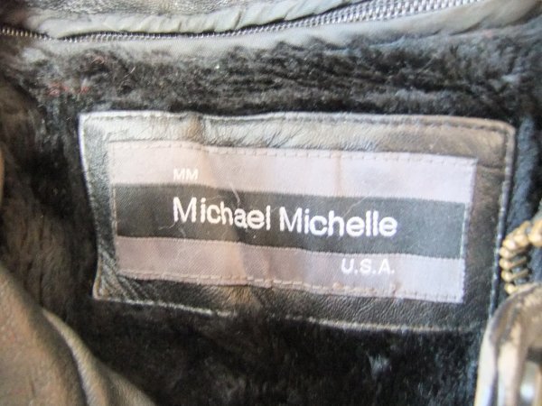 Michael　Michelle　レザーライダースジャケット　黒　裏ボアライナー付　80ｓ 90ｓ　Vintage 　総柄　XLサイズ相当　TALONジッパー　USA製_画像3