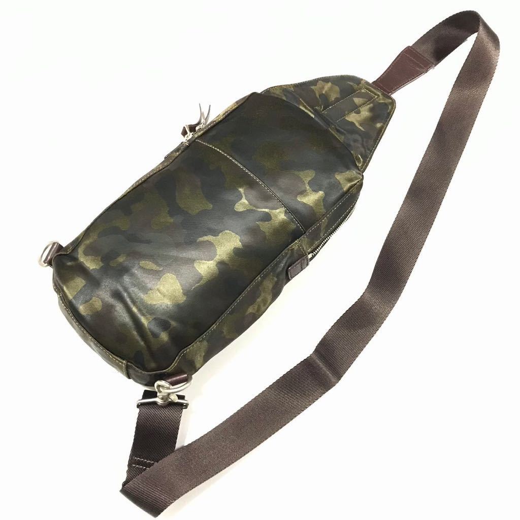 [ Paul Smith ] genuine article PaulSmith body bag camouflage pattern Cross body shoulder bag one shoulder leather × nylon for man men's 