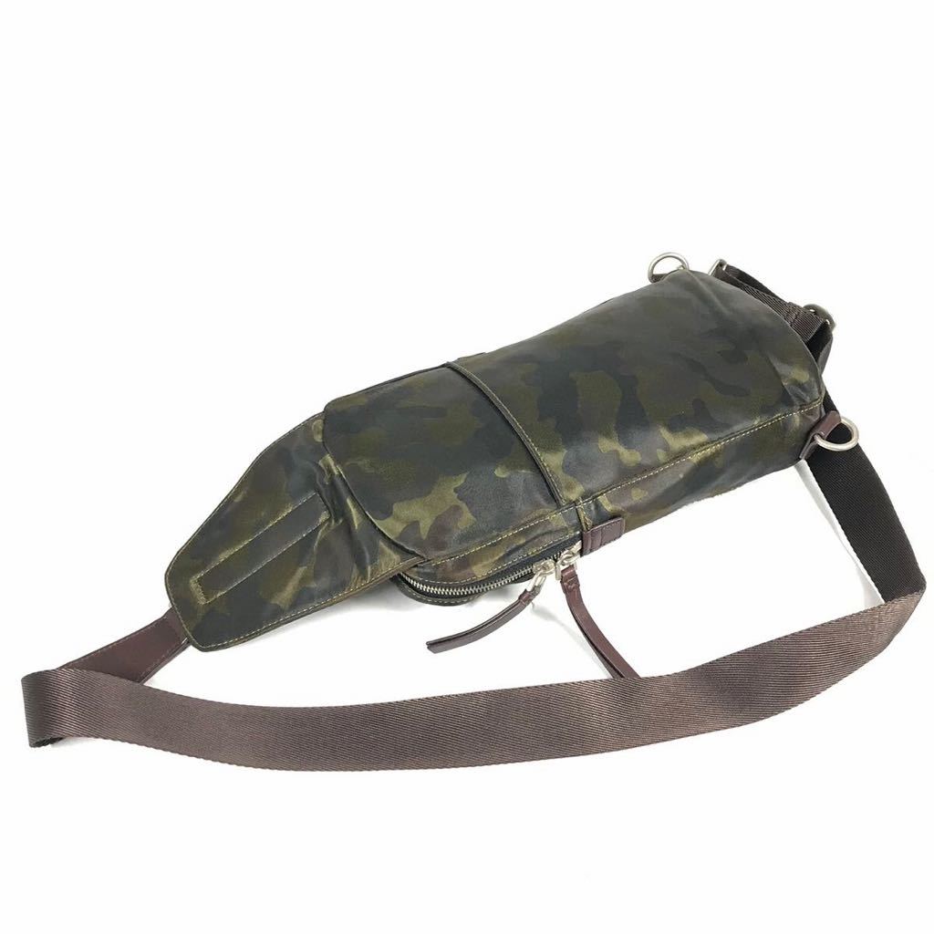 [ Paul Smith ] genuine article PaulSmith body bag camouflage pattern Cross body shoulder bag one shoulder leather × nylon for man men's 