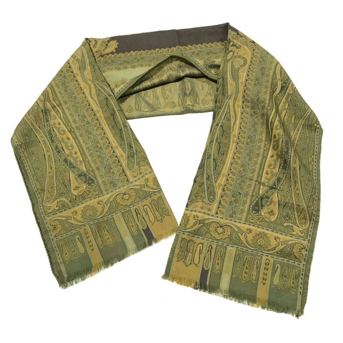 [ Etro ] genuine article ETRO muffler peiz Lee pattern total length 131cm width 42cm wool × silk stole shawl men's lady's Italy made postage 250 jpy 