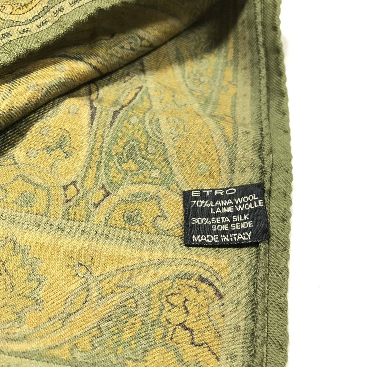 [ Etro ] genuine article ETRO muffler peiz Lee pattern total length 131cm width 42cm wool × silk stole shawl men's lady's Italy made postage 250 jpy 