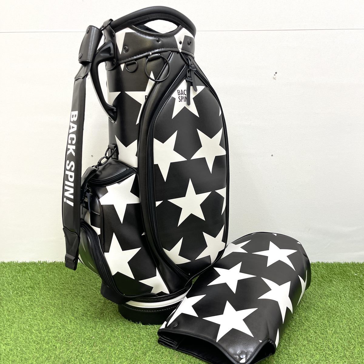 未使用 BACKSPIN バックスピン キャディバッグ 星柄 ブラック BACKSPIN