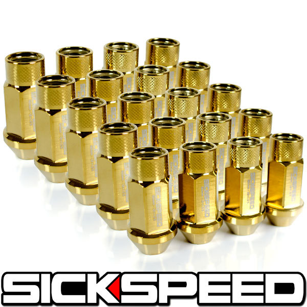 SICKSPEED ゴールドクローム P1.25 50mm 20本 レーシングナット アルミ鍛造 USDM JDM シックスピード スタンス ニッサン スバル スズキ 金_画像1