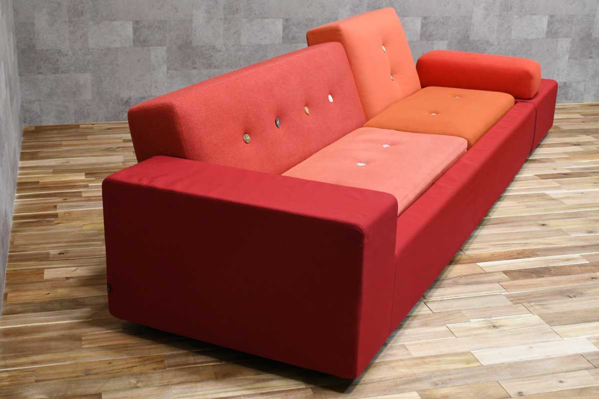 PB2LN24 large vi tiger Vitraporuda-Polder sofa W332cm fabric spatula *yonge Rius red orange 