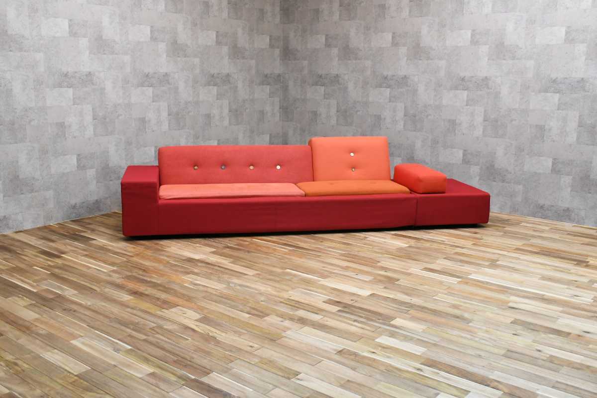 PB2LN24 large vi tiger Vitraporuda-Polder sofa W332cm fabric spatula *yonge Rius red orange 