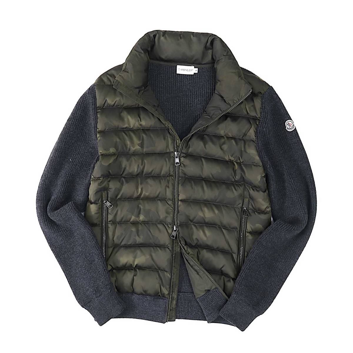 1円〜 モンクレール MONCLER NM-DJ351 ダウンジャケット 切替 ウールアクリル カーキカモフラージュ