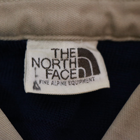 ザ ノースフェイス THE NORTH FACE ビンテージ茶タグ！長袖ニットポロシャツ ウールセーター プルオーバー Ｍ ネイビー ラガーシャツ010108_画像4