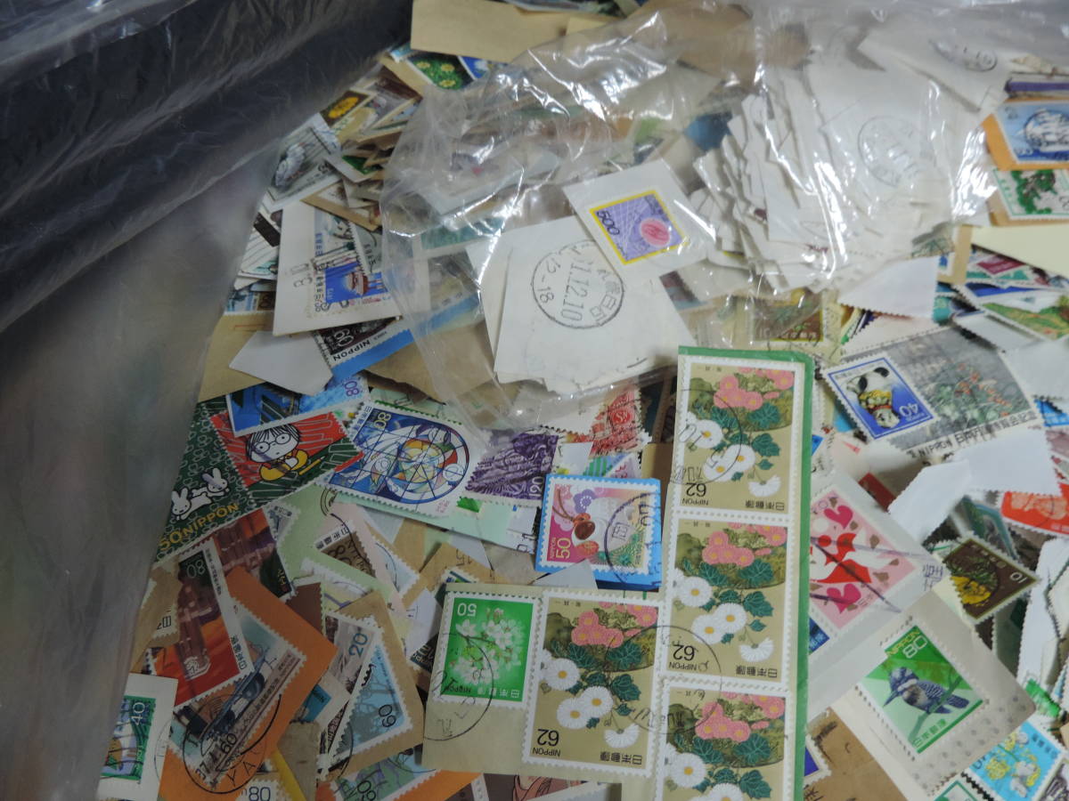 【夢オク】使用済切手 紙付 紙無し 記念 普通 未整理 約2.6kg 消印収集 印コレクションの画像4