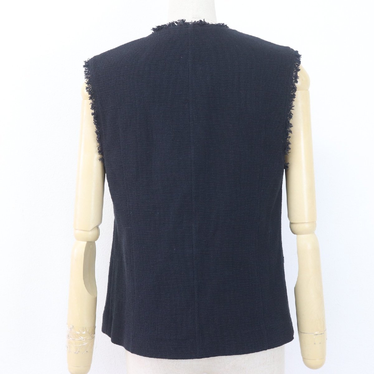 IT8WED5XVC45 即決 本物 allureville アルアバイル バスケット フリンジ ジレ ベスト レディース ネイビー 紺 コットン サイズ 02 M