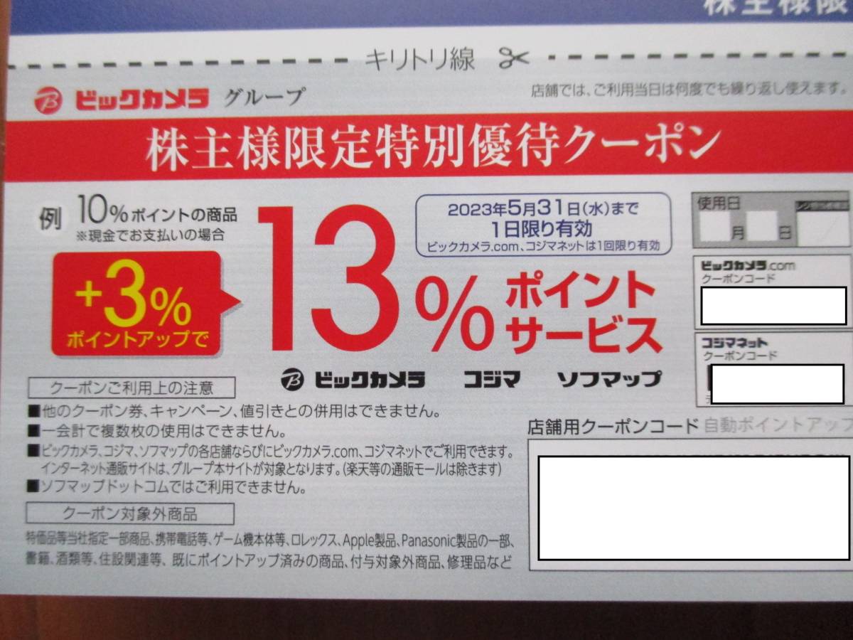 コジマ(ビックカメラ)株主優待券 | signalstationpizza.com