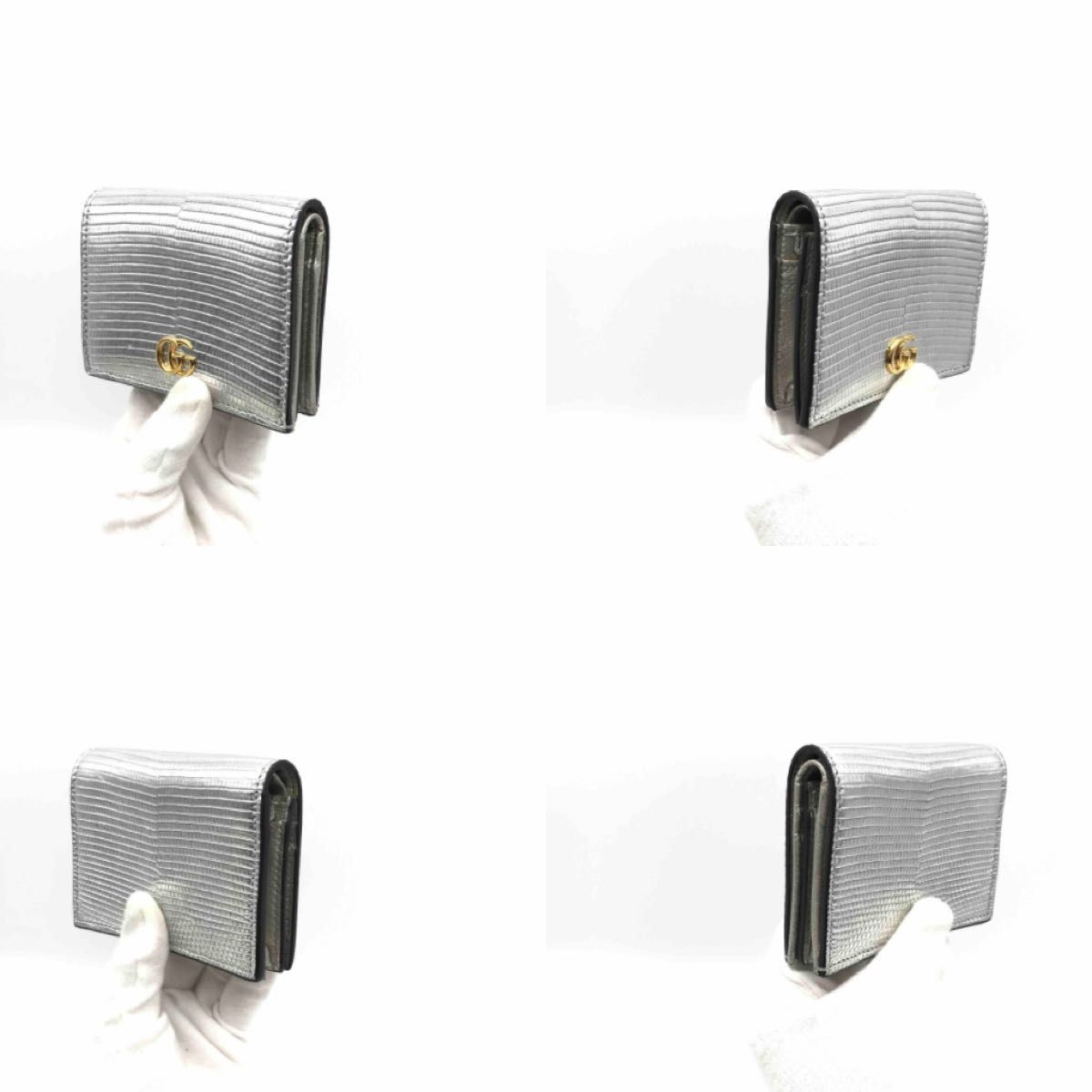 正規品 極美品 希少 グッチ財布 グッチggマーモント グッチリザード グッチ折り財布 GUCCI