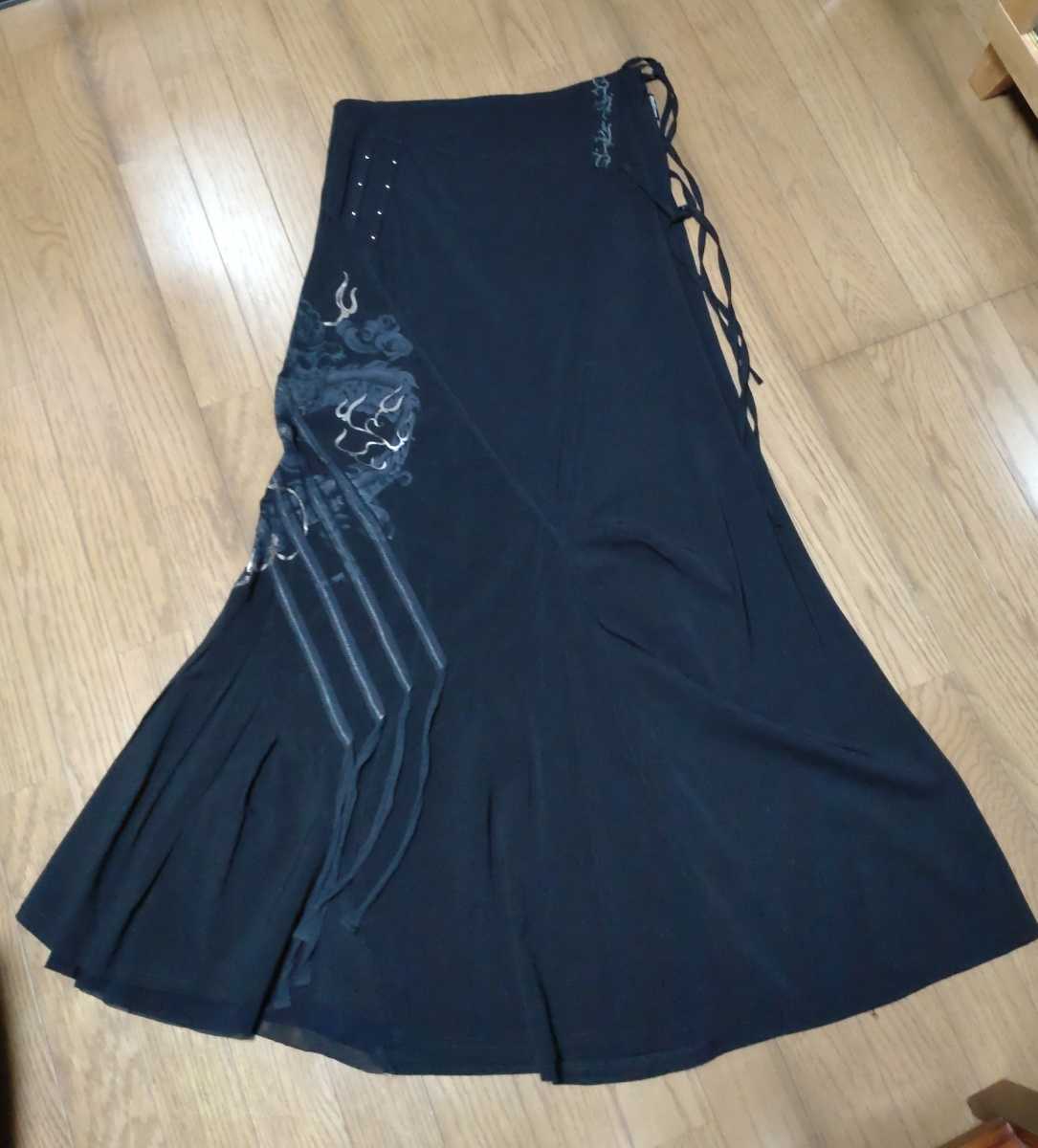 FINALSALE対象商品30%OFF! OZZ ロング ON オッズクローチェ ロングスカート 龍 ドラゴン 黒 春夏 秋 ゴシック パンク 個性的 スカート ozz croce 個性的ジップアップトップス