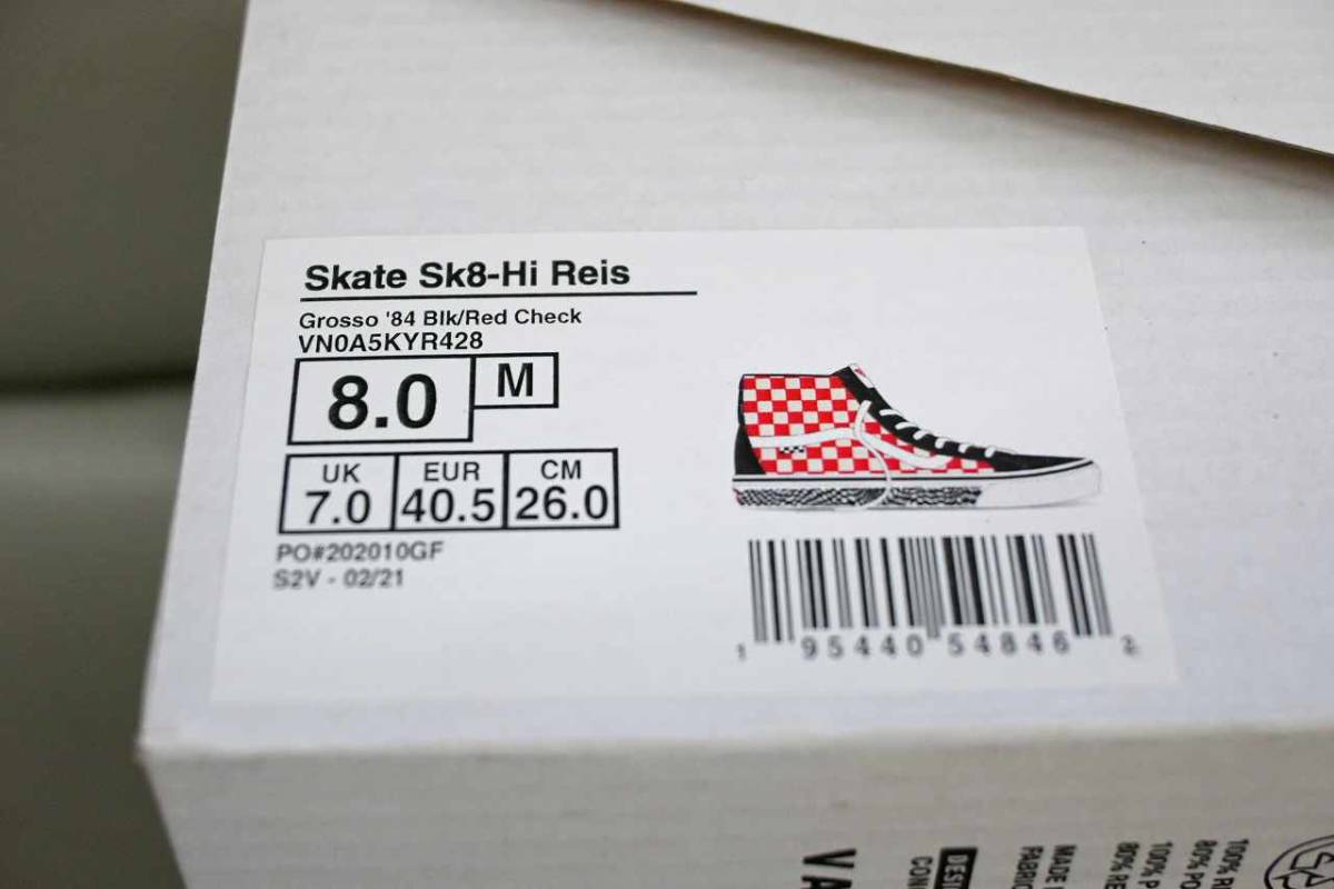 新品未使用 VANS バンズSKATE SK8-HI REISSUE RRO プロ スケートプロ チェッカー レッド 赤 US8 26センチ 送料無料の画像10