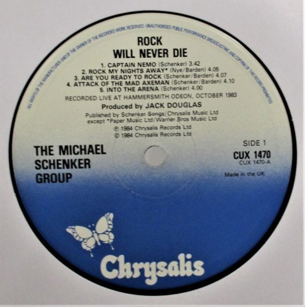 ☆彡 HARD ROCK 名盤 The Michael Schenker Group / Rock Will Never Die [ UK ORIG '84 Chrysalis CUX 1470 ]STICKER_画像4
