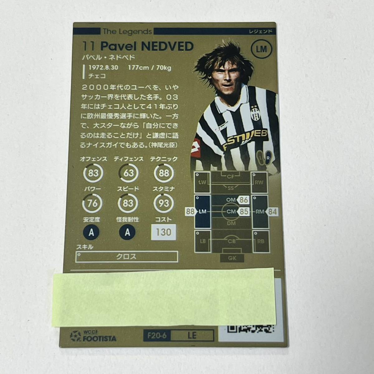 ♪♪WCCF FOOTISTA 2020 LE パベル・ネドベド Pavel Nedved RU前 ♪三点落札で普通郵便送料無料♪_画像2